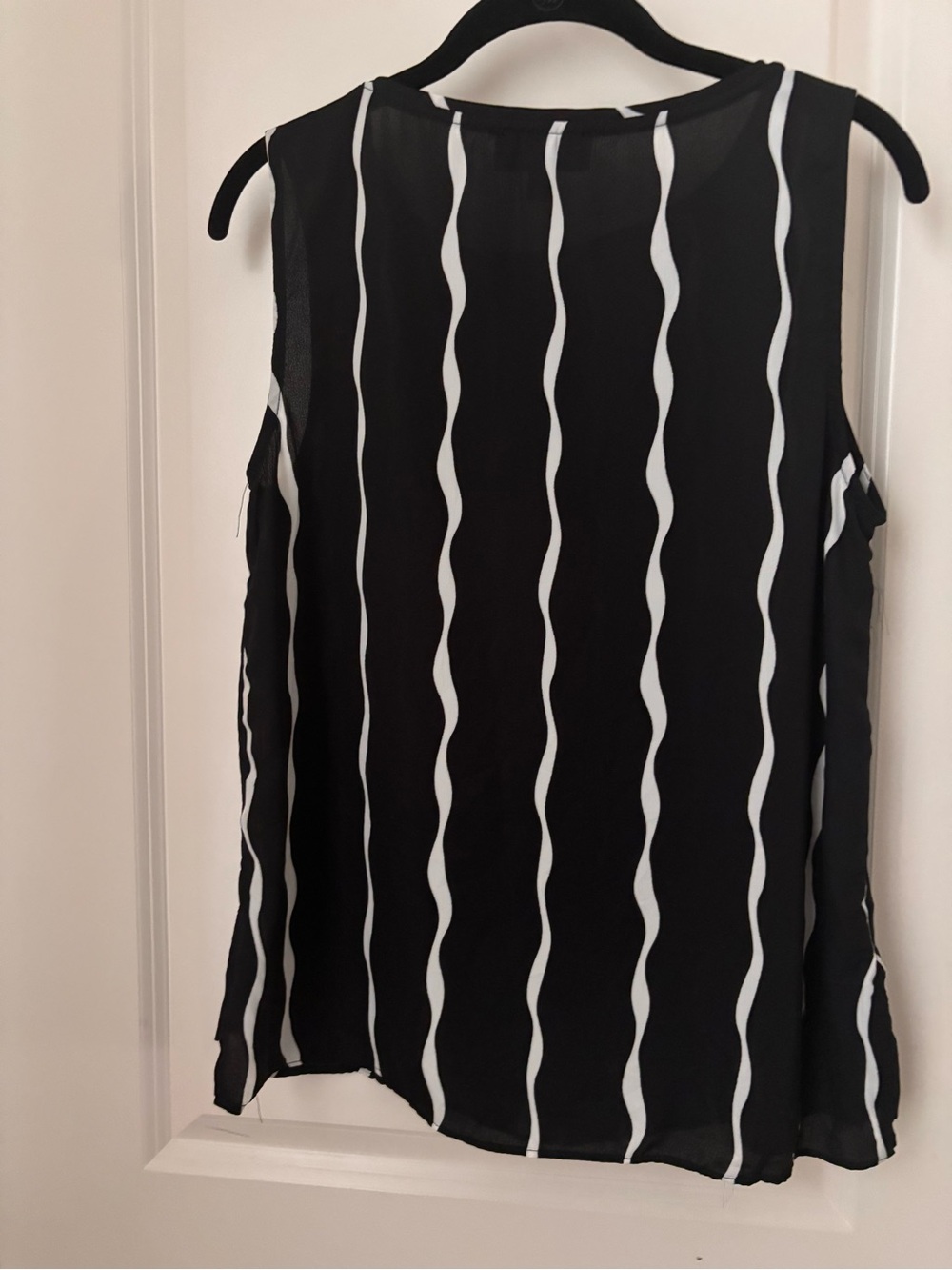 Premise Black Tank with White Wavy Stripe Detail